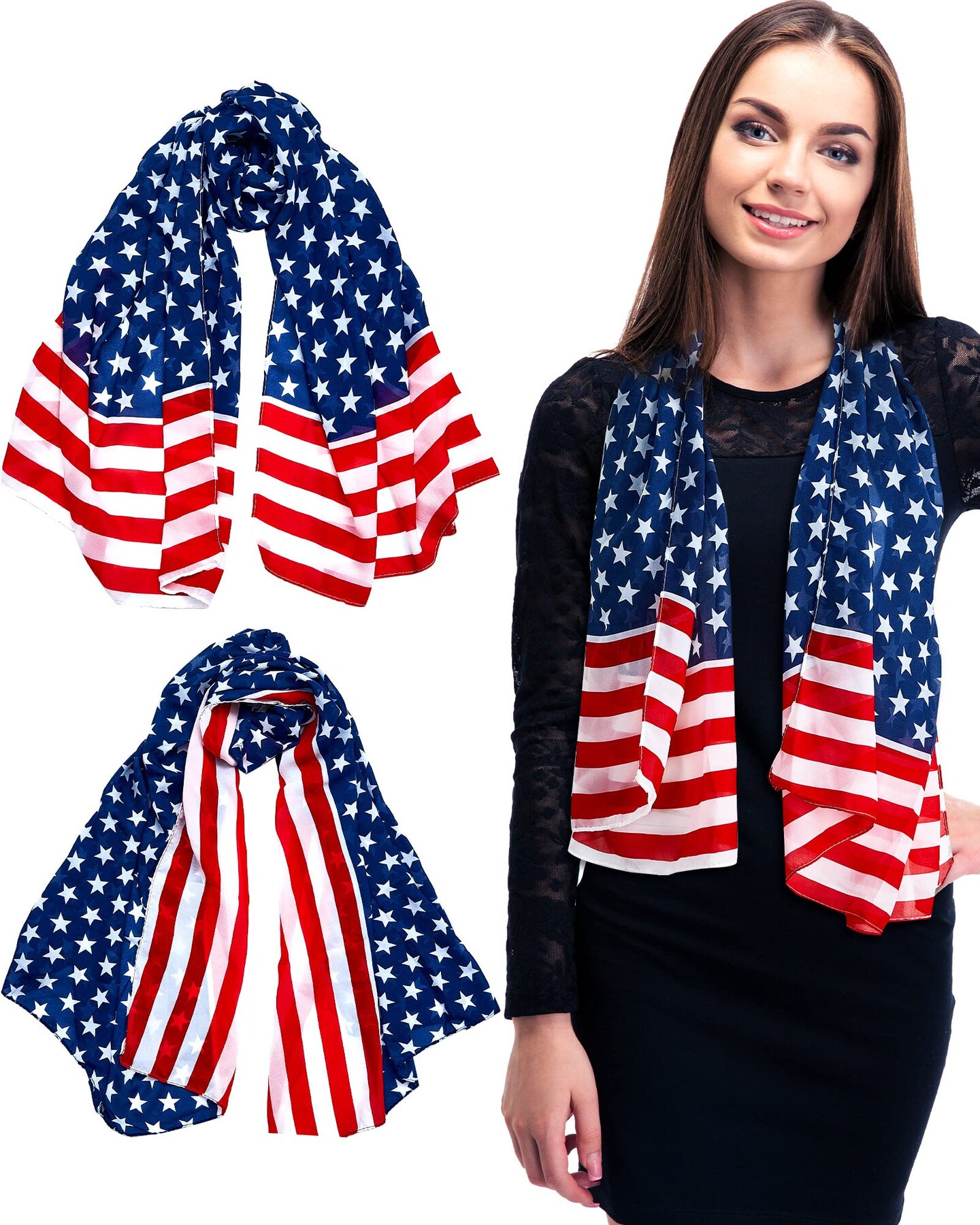 2pcs/6pcs Patriotic Scarf 4th of July Red White Blue Scarf 250th ...