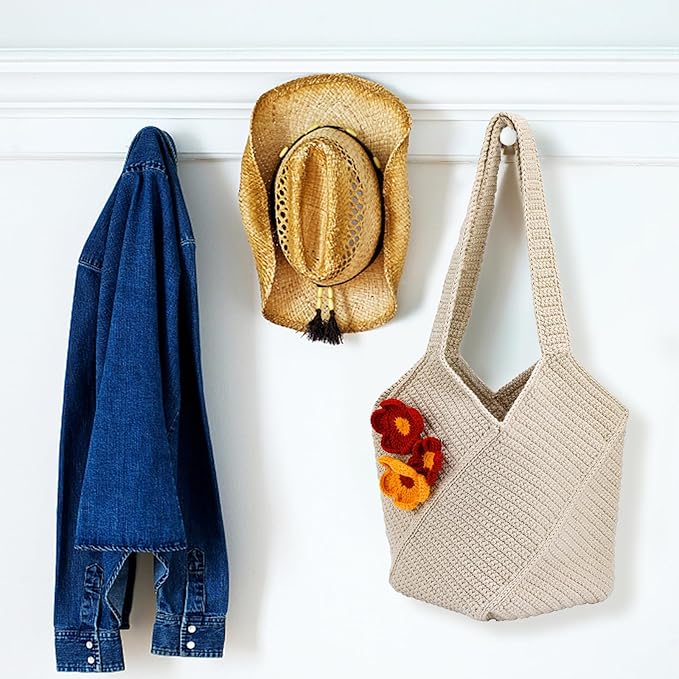 Crochet Bag Kit for Beginners Complete Starter Set with Yarn, Hook & Step-by-Step Video Tutorials DIY Shoulder Bag Crafting Gift for Adults (Beige)
