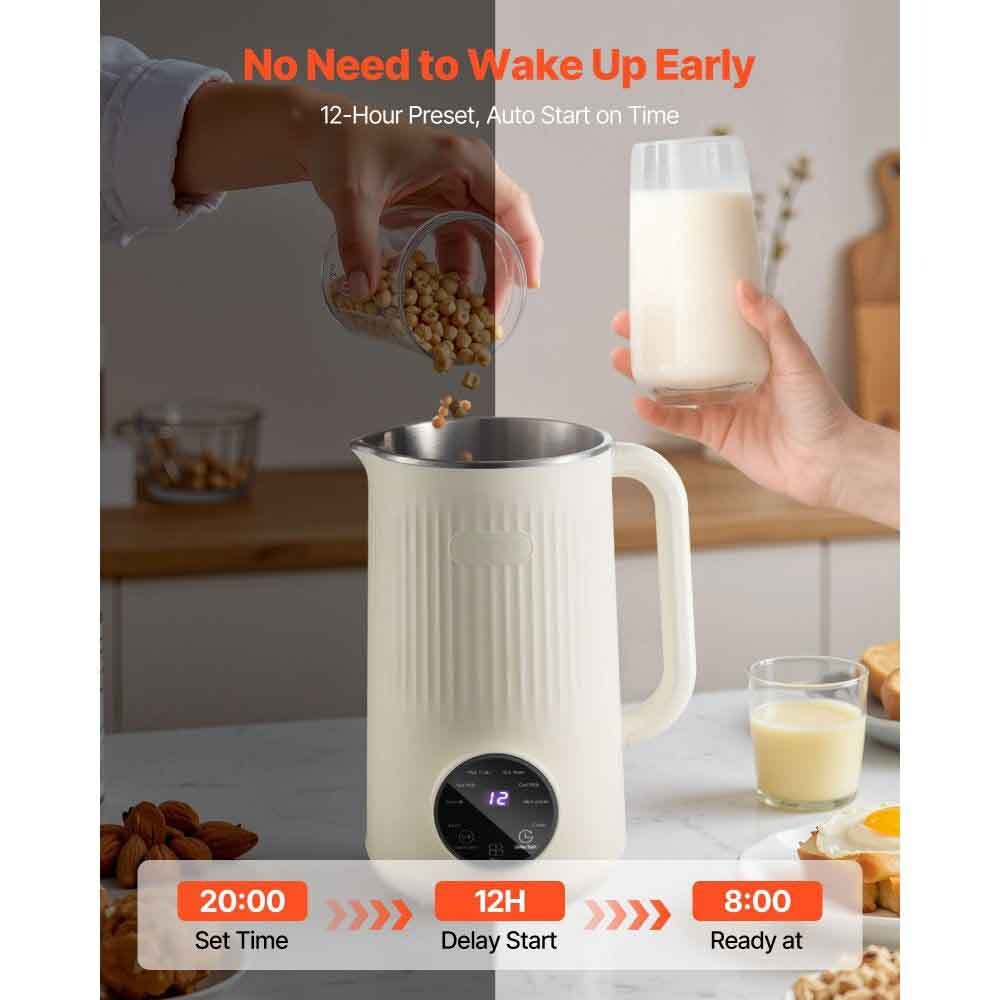 Nut Milk Maker with 10 Stainless Steel Blades for Soy, Oat, and Nut Drinks