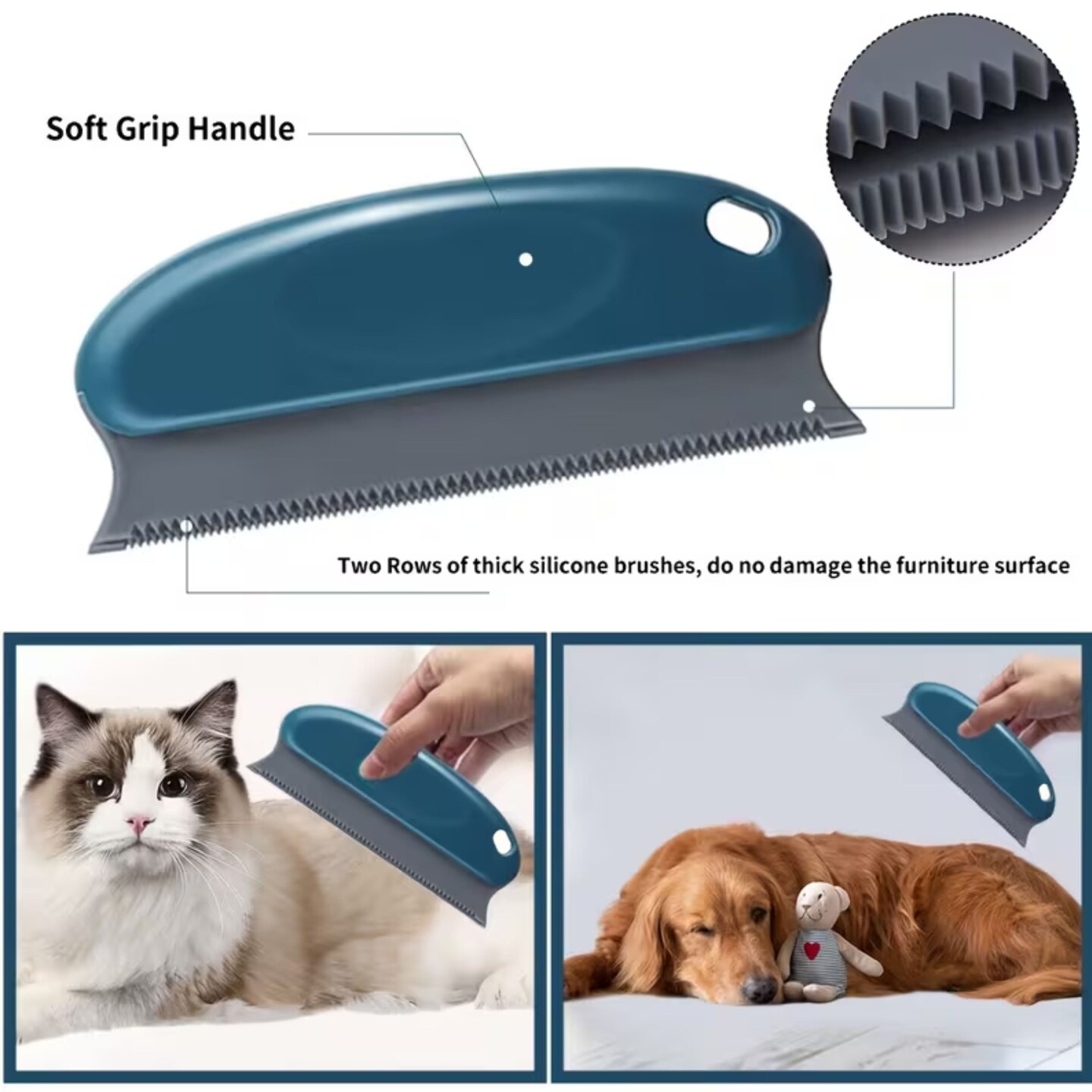 Kitcheniva Pet Hair Remover Set 3 Pcs - For Clothing, Car, Furniture & Carpet