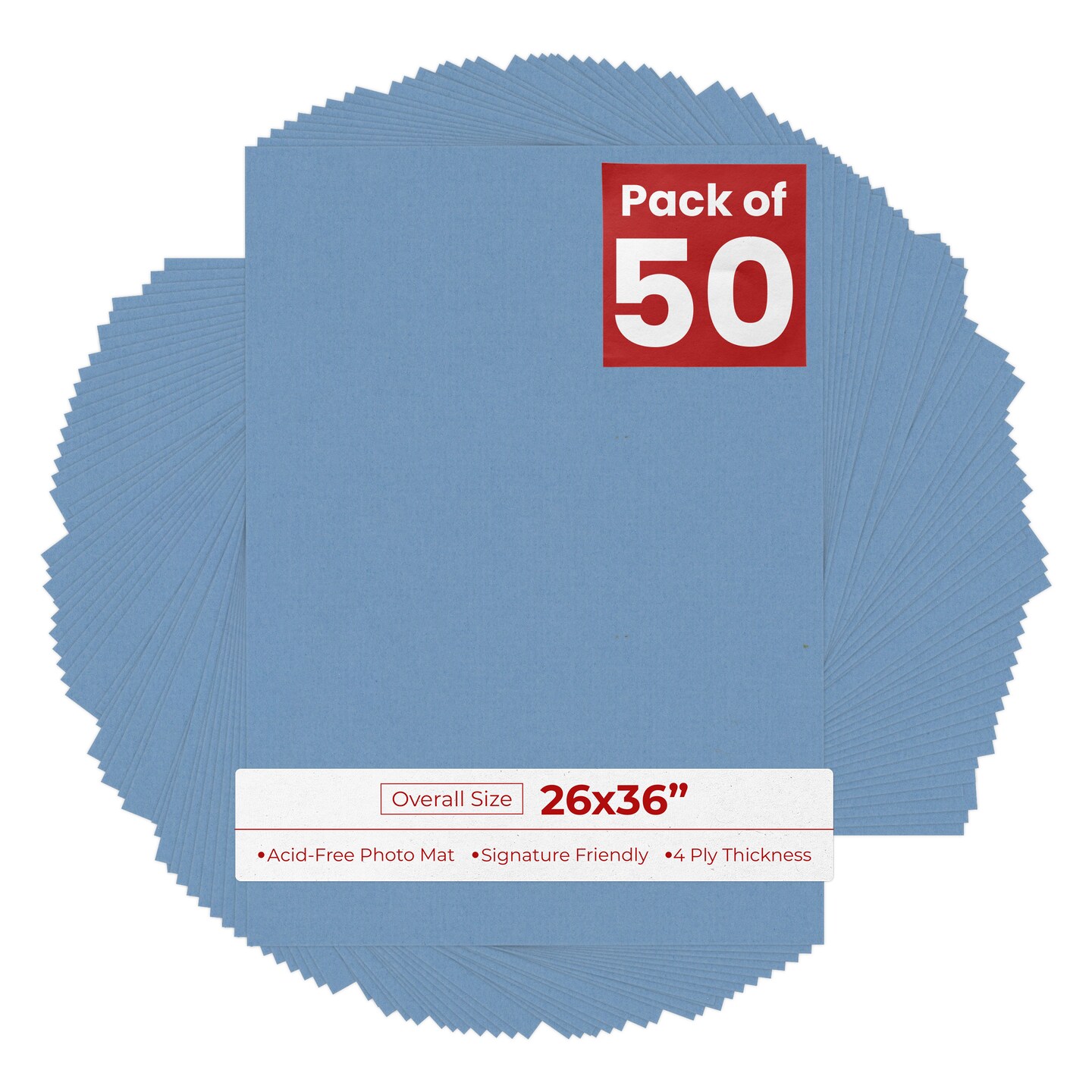 Brittany Blue 26x36 Uncut Mat Board - Blank Sheets, No Opening