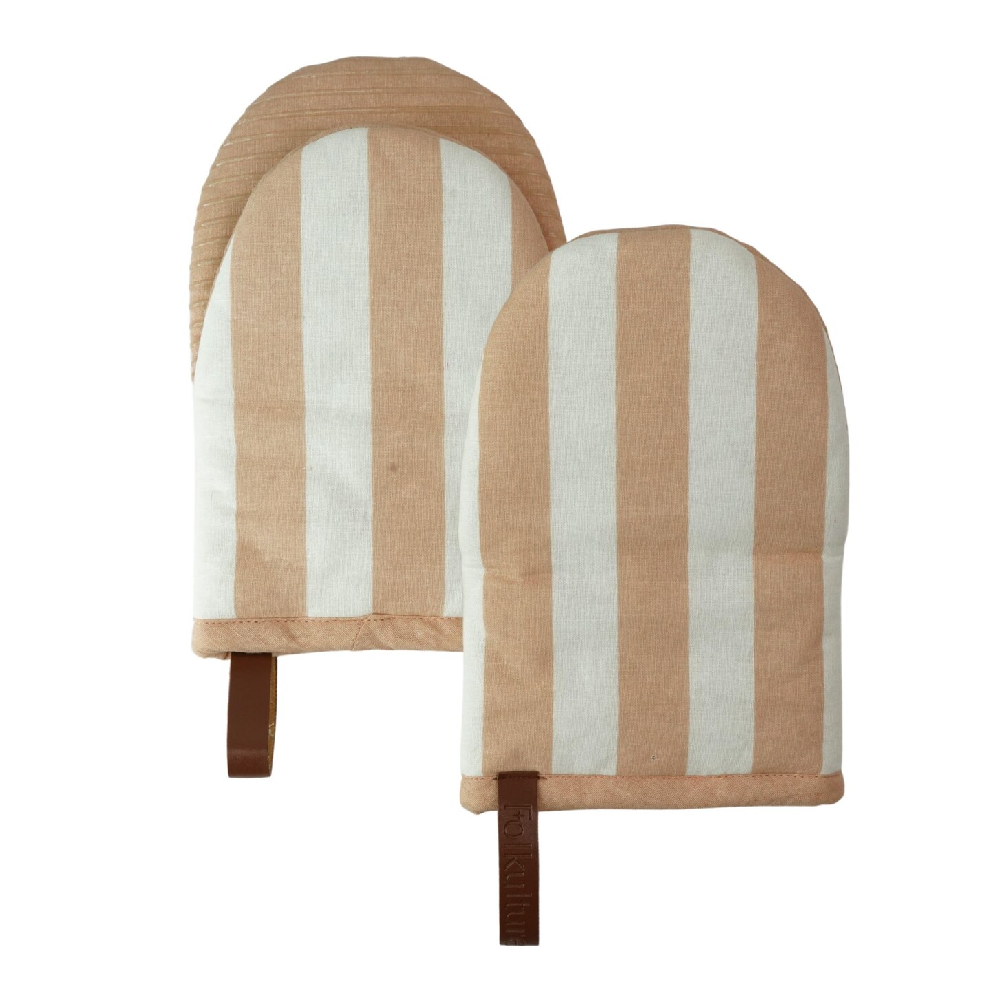 Mini Oven Mitts Heat Resistant | (5.75 x9) Set of 2 Latte Short Oven Mitts with Hanging Loop | 100% Cotton Oven Gloves | Kitchen Mittens, Latte Small Silicone Oven Mits