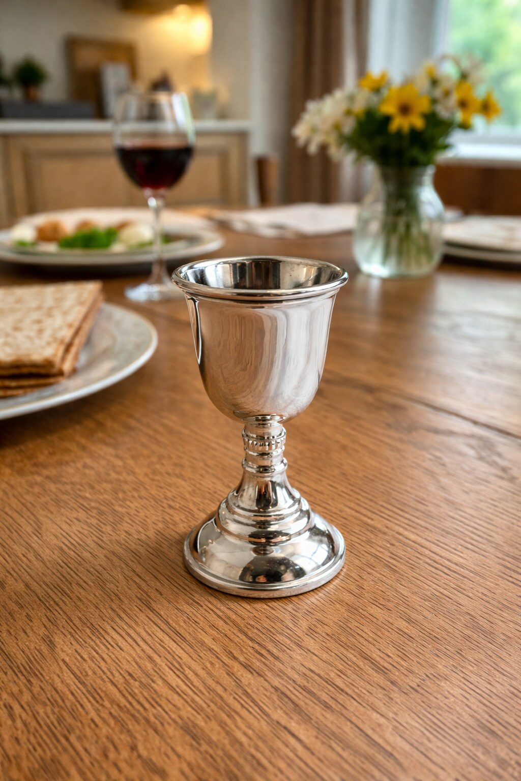 Silver Becher 3.5" – Traditional Kiddush Cup for Passover, Shabbat & Jewish Holiday Seder Table