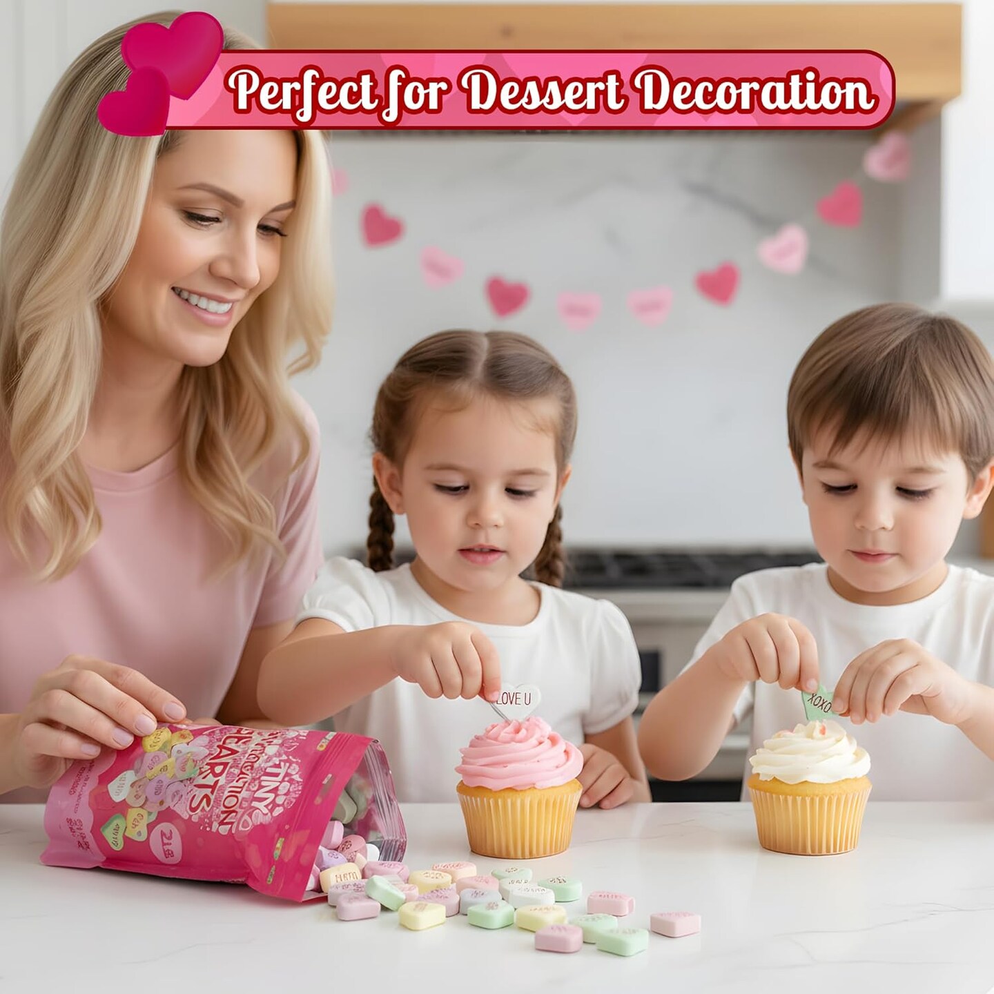 4E's Novelty Conversation Hearts Candy 2lb Bulk – Tiny Message Heart Valentines Day Candy with Fun Sayings, Mixed Fruit Flavors, Classroom Exchange, Party Supplies & Gift Bags