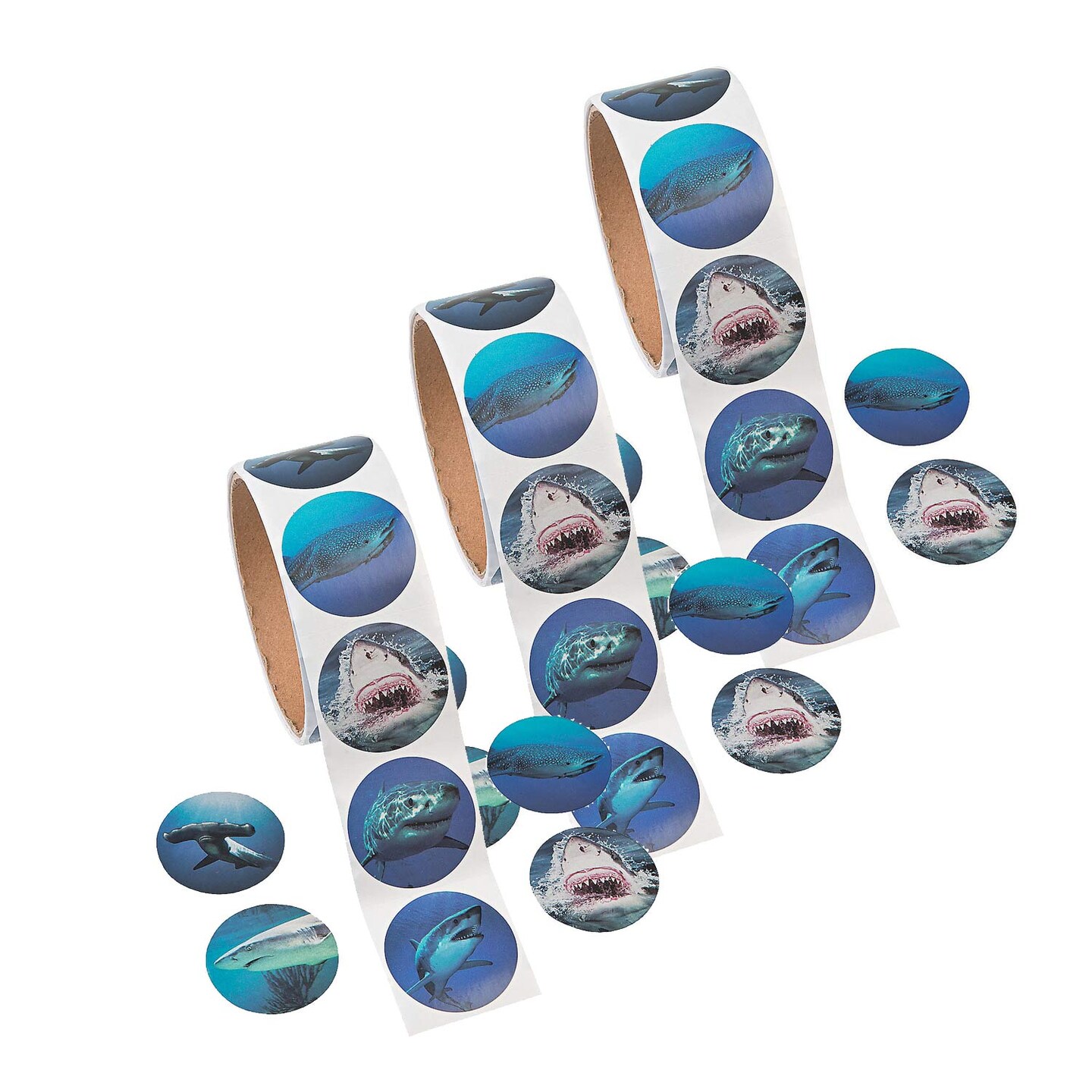 Realistic Photo Shark Sticker Roll 100 Pc