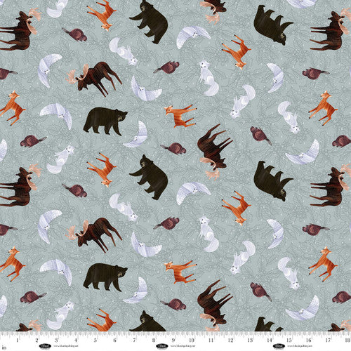 Fabric Blank Quilting Sage Forest Animals Chill Factor Flannel by the Quarter Yard 4243F-63