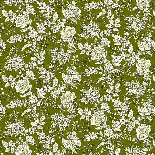 Fabric Henry Glass Dark Green Floral Tranquility by the Quarter Yard 826-66