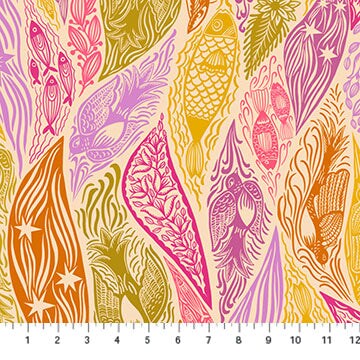 Fabric Northcott Mango Current Shooting Star 108" Wide Back by the Quarter Yard BAMT118-58