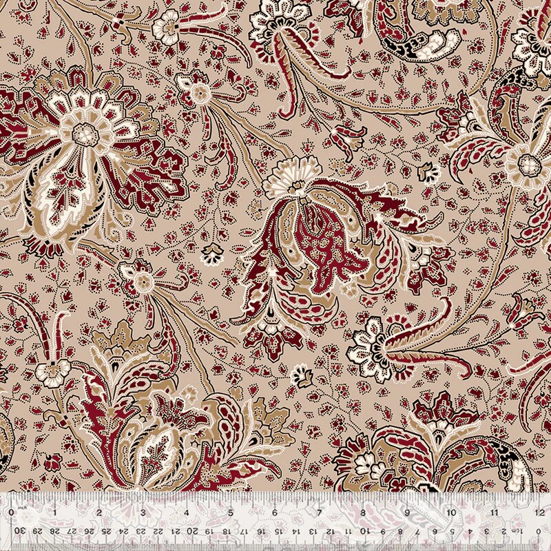 Fabric Windham Tan Paisley Circa: Turkey Red by the Quarter Yard 54726-3