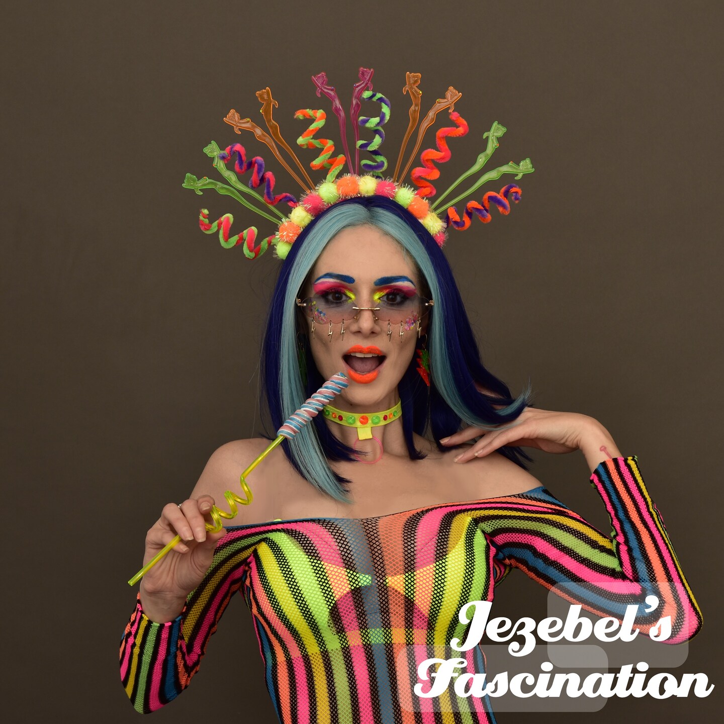 Festival Neon Rainbow UV Reactive Glow Crown, Mermaid Queen  display picture 1