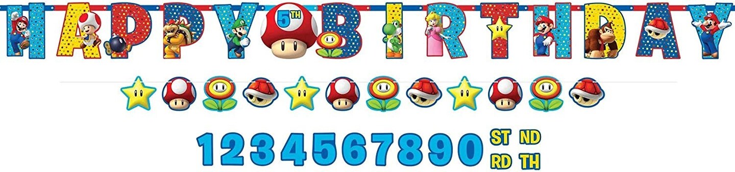 Super Mario Brothers &#x22;Add an Age&#x22; Jumbo Letter Banner Kit - 2pcs