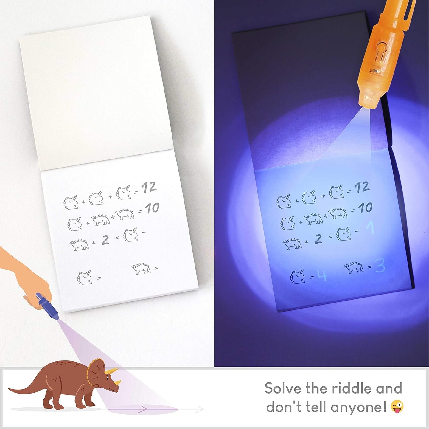 Invisible Ink Pen and Notebook Pack of 16 Dinosaur Party Favors for Kids | Spy Pen Dinosaur Birthday Party Supplies, Prizes for Kids | Magic Pen Birthday Party Favors, Prizes for Students