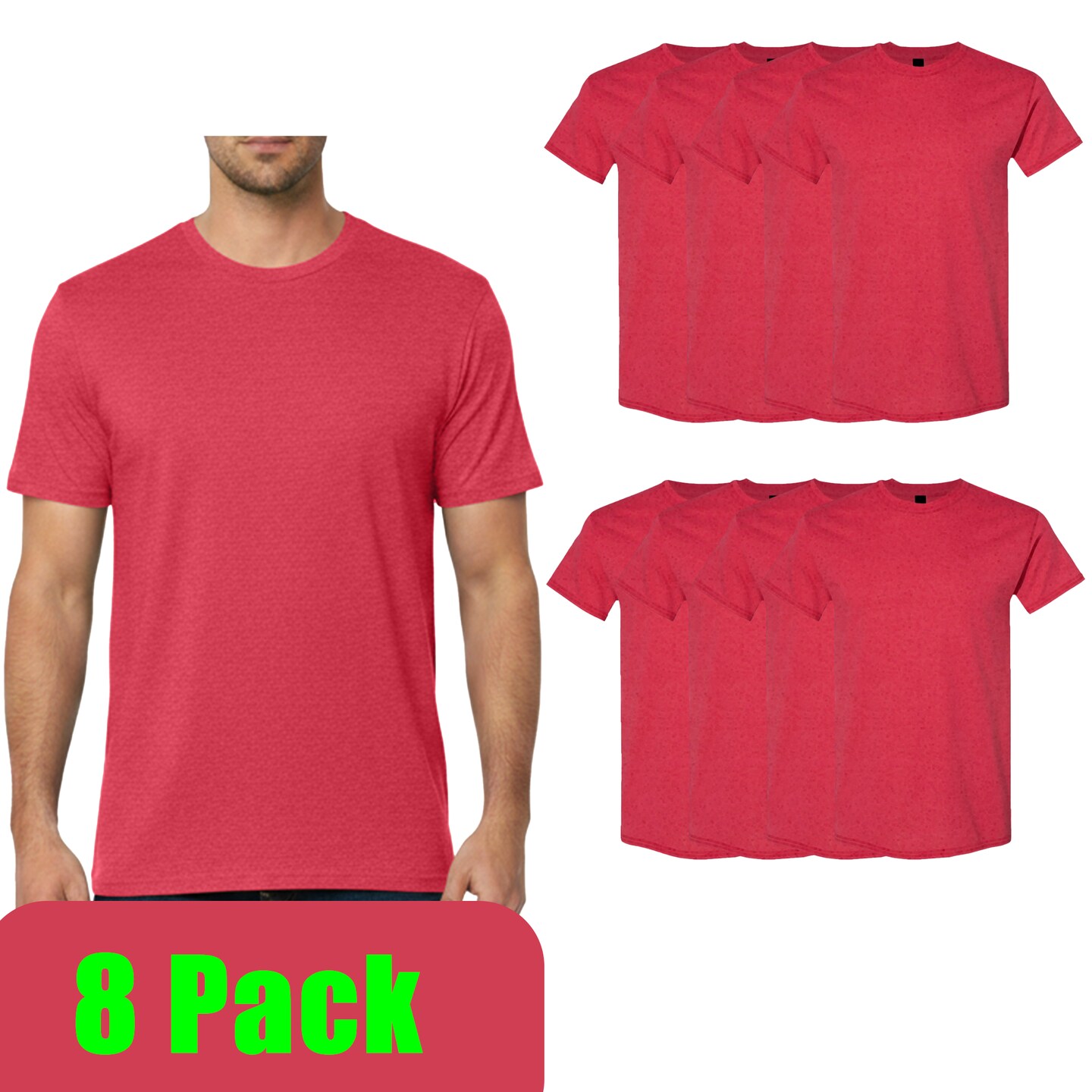 Gildan Unisex Heavy Cotton T-Shirts, Soft & Durable, 8-Pack, Ideal for Crafts & Custom Designs