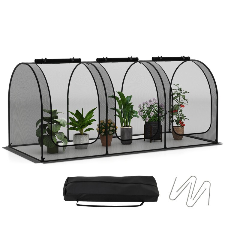 Green Garden Crop Cage Large Raised Bed Plant Protection Tent with Zipper Doors