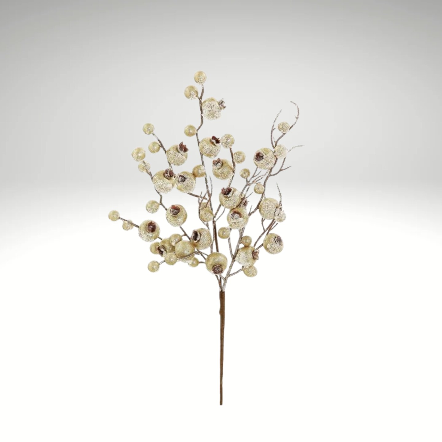 15'' Frosty Metallic Crabapple Pick - Gold Holiday Floral Accent -XS534-GO