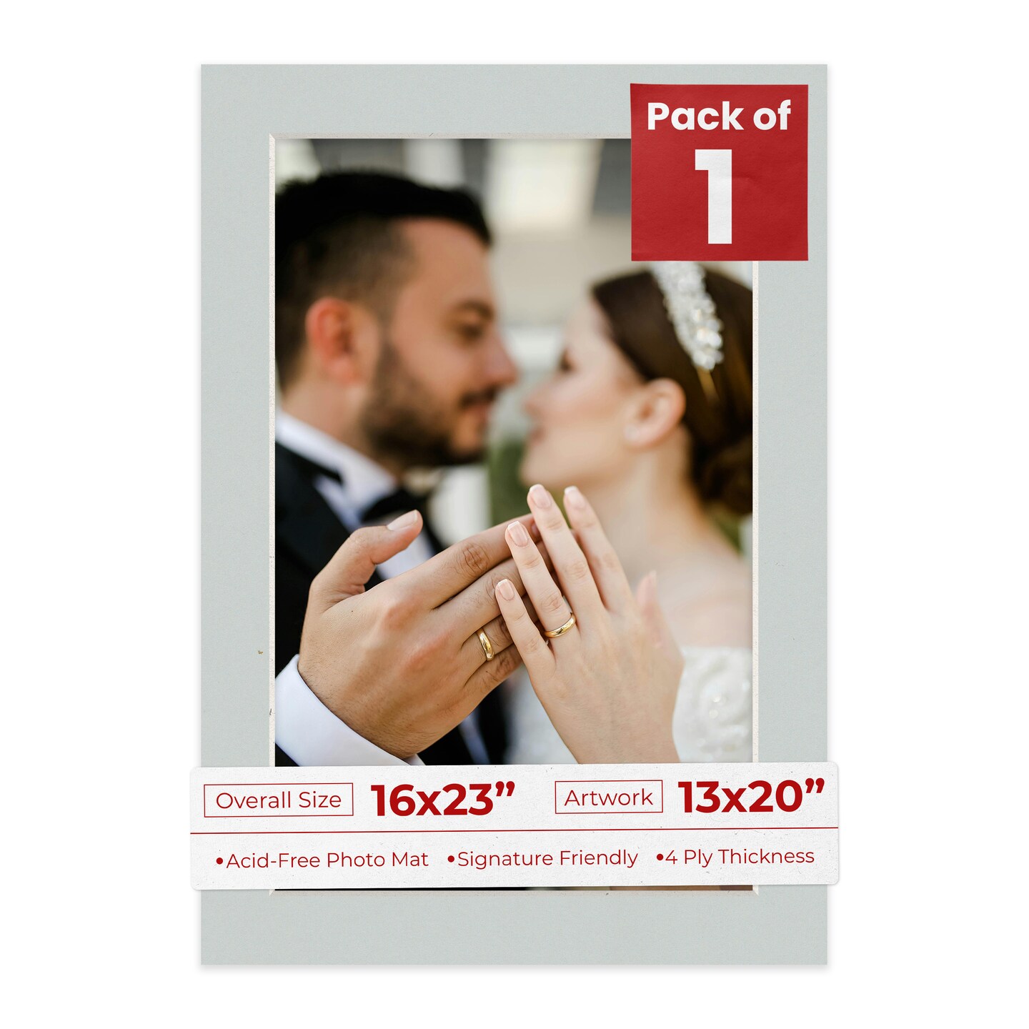 Gray Mat Board for 16x23 Frames - Fits 13x20 Photos, Color: Grey, Count ...