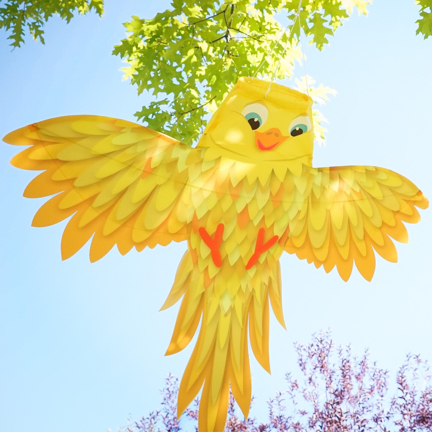 In the Breeze 5274 — Yellow Bird Windsock — Colorful, Fully Printed, Unique Outdoor Bird Windsock