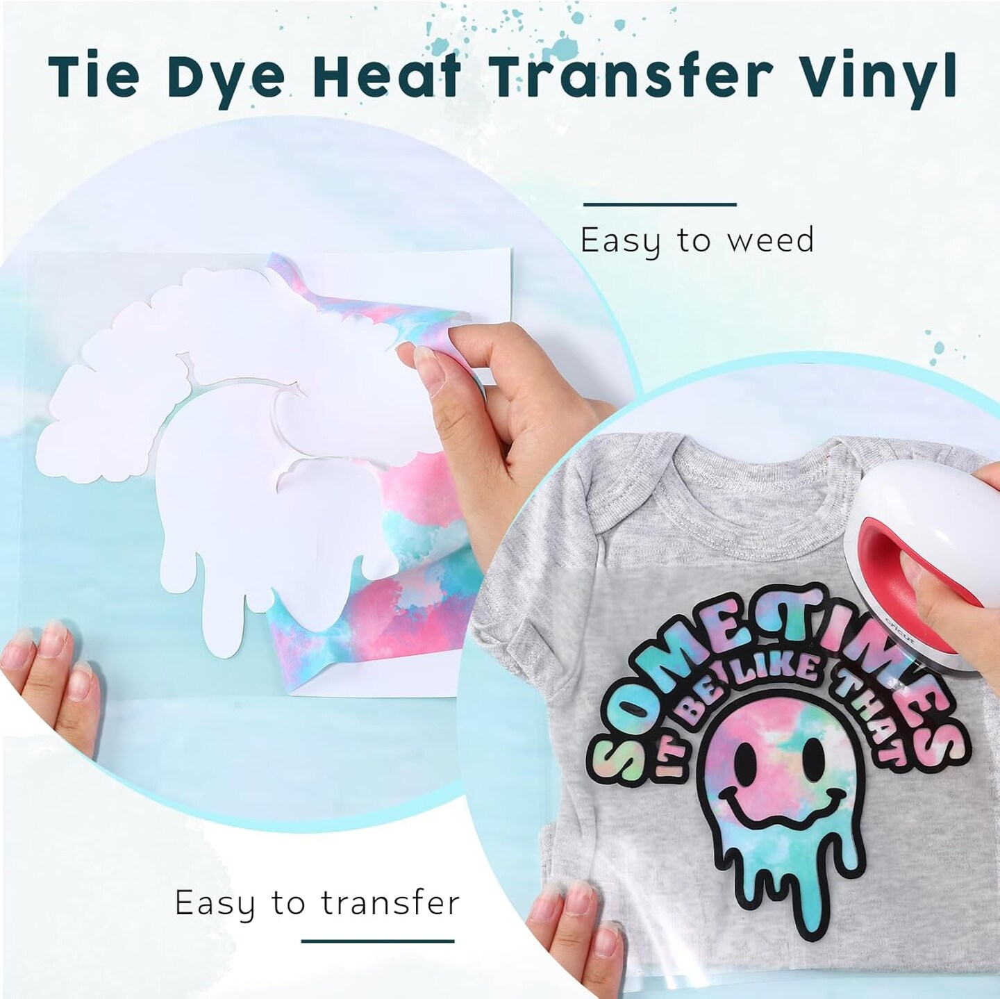 Tie Dye HTV Heat Transfer Vinyl - 16 Sheets 12'' x 10'' (tie dye)