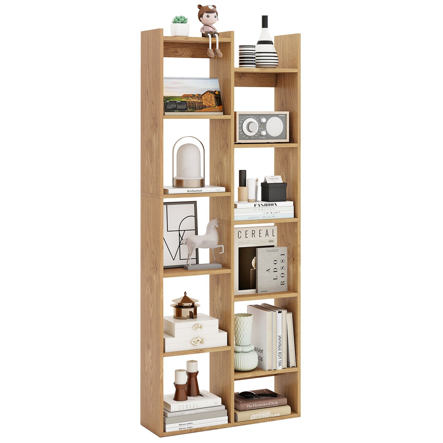 11-Tier Modern Bookcase with Anti-Tipping Kits and Open Storage Shelves