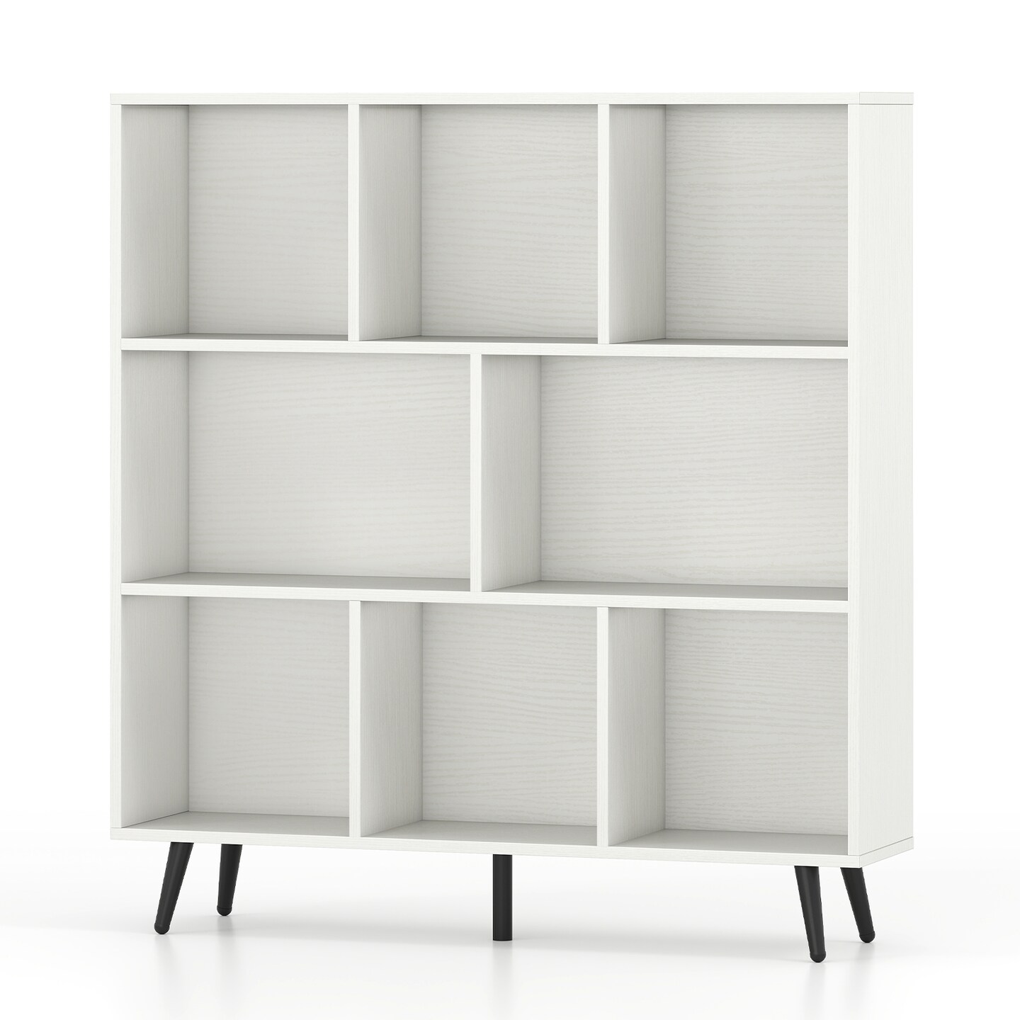 Engineered Wood Cube Bookcase with Metal Legs and Anti-Tip Kits