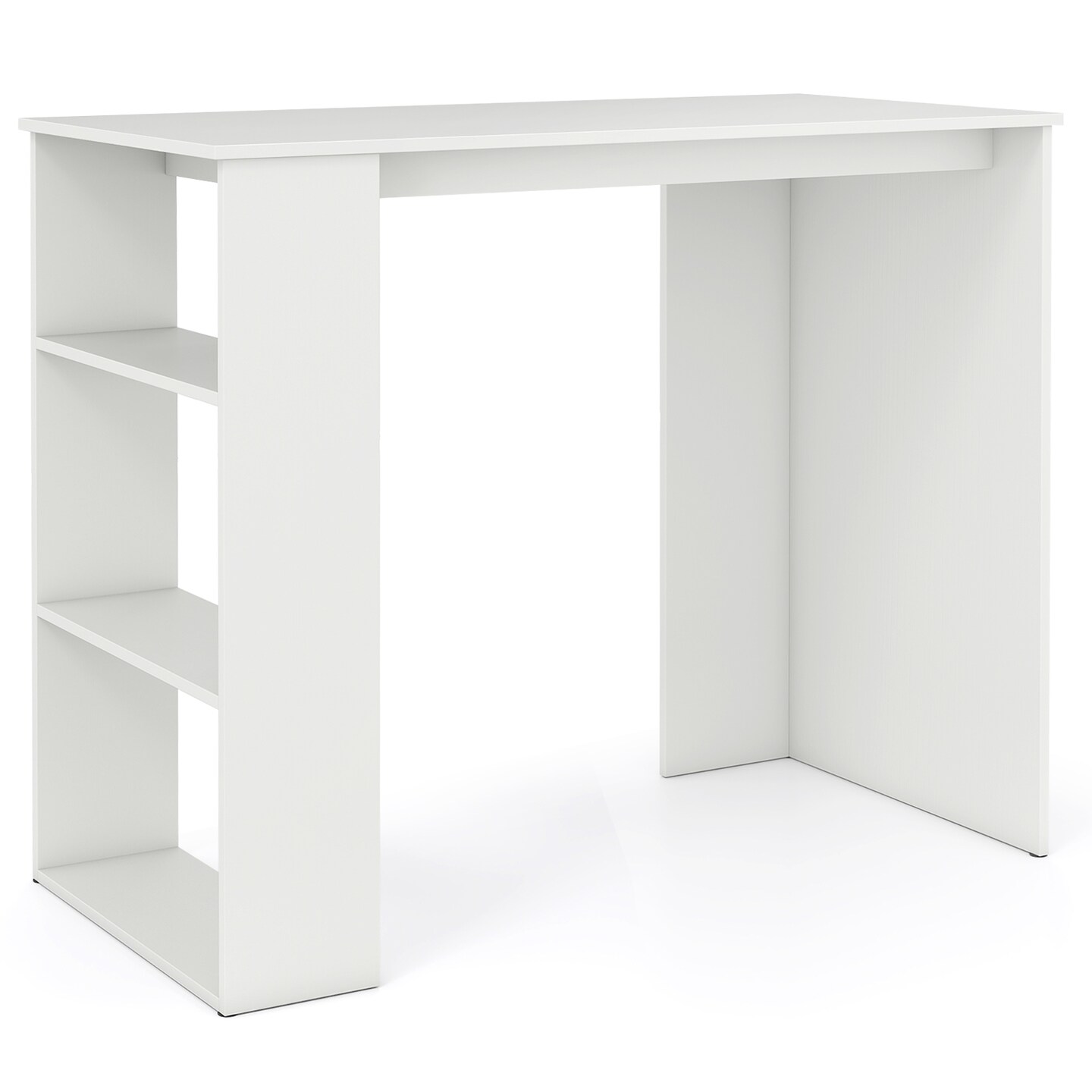 Space-Saving Computer Desk with Side Bookshelf for Small Rooms and Offices