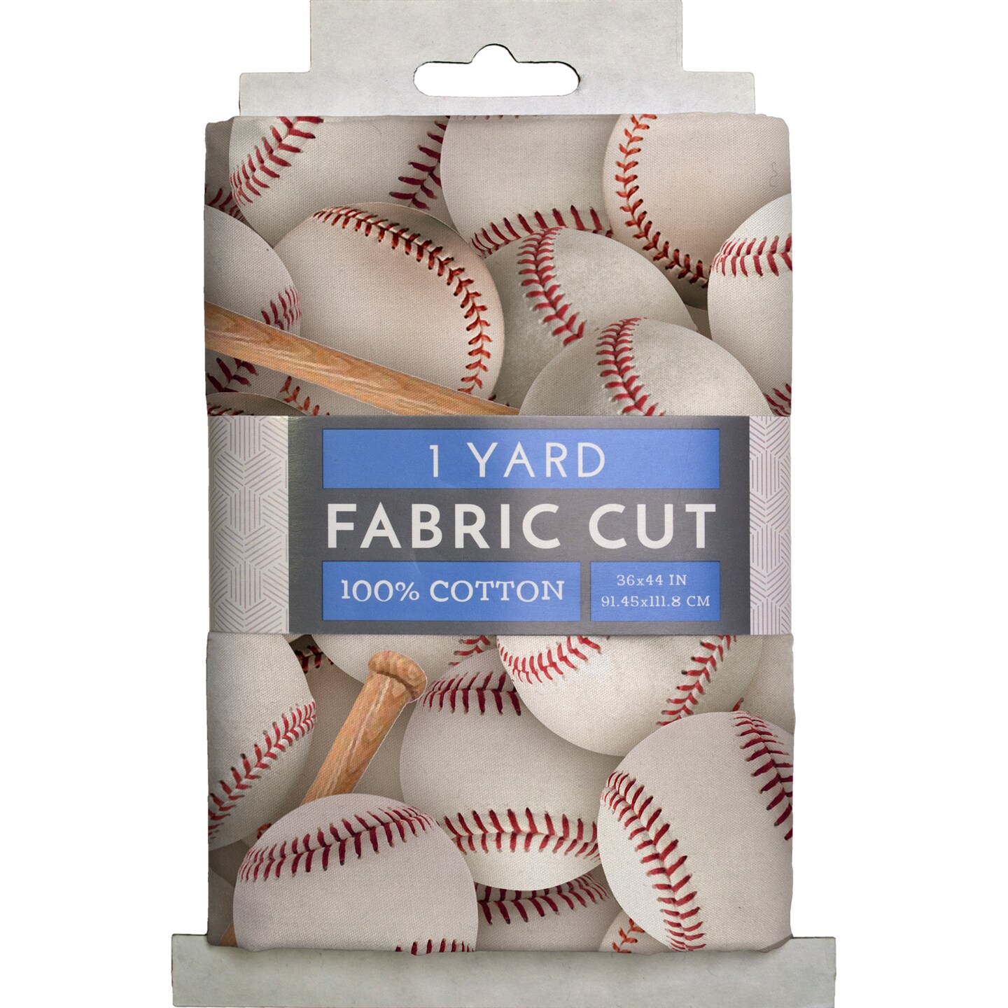 BASEBALLS AND BATS WHITE CREAM 1 YD CUT COTTON