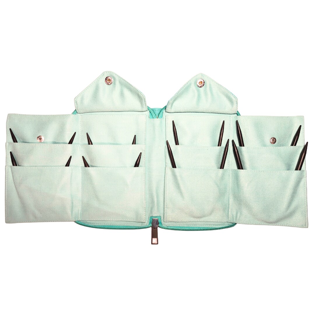 Blue Silk | Hat Set | Ebony Circular Knitting Needles | 8 Sizes | w/custom case