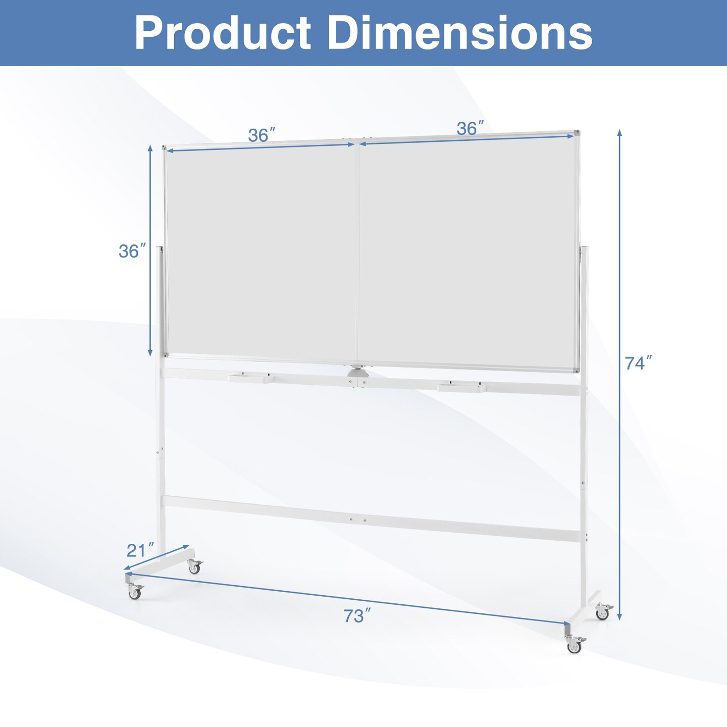 Double-Sided Magnetic Whiteboard with Lockable Stand and Aluminum Alloy Frame