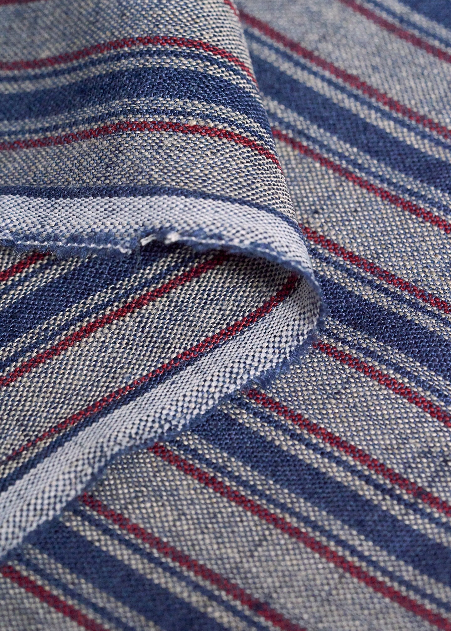 1 Yard Premium Yarn Dyed Pure Linen 3 Tone Stripe Fabric 62" Width