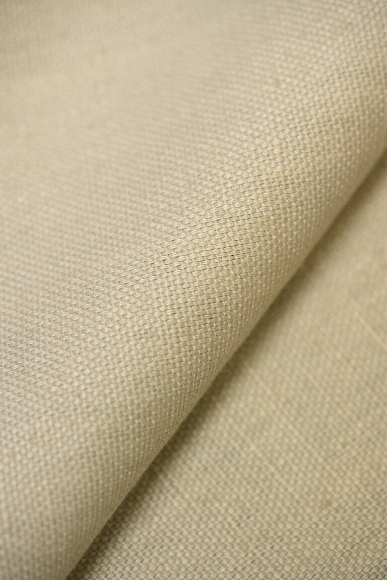1 Yard Solid Oatmeal Pure Linen Canvas Fabric 10.5 oz Softened 58 Inches Wide