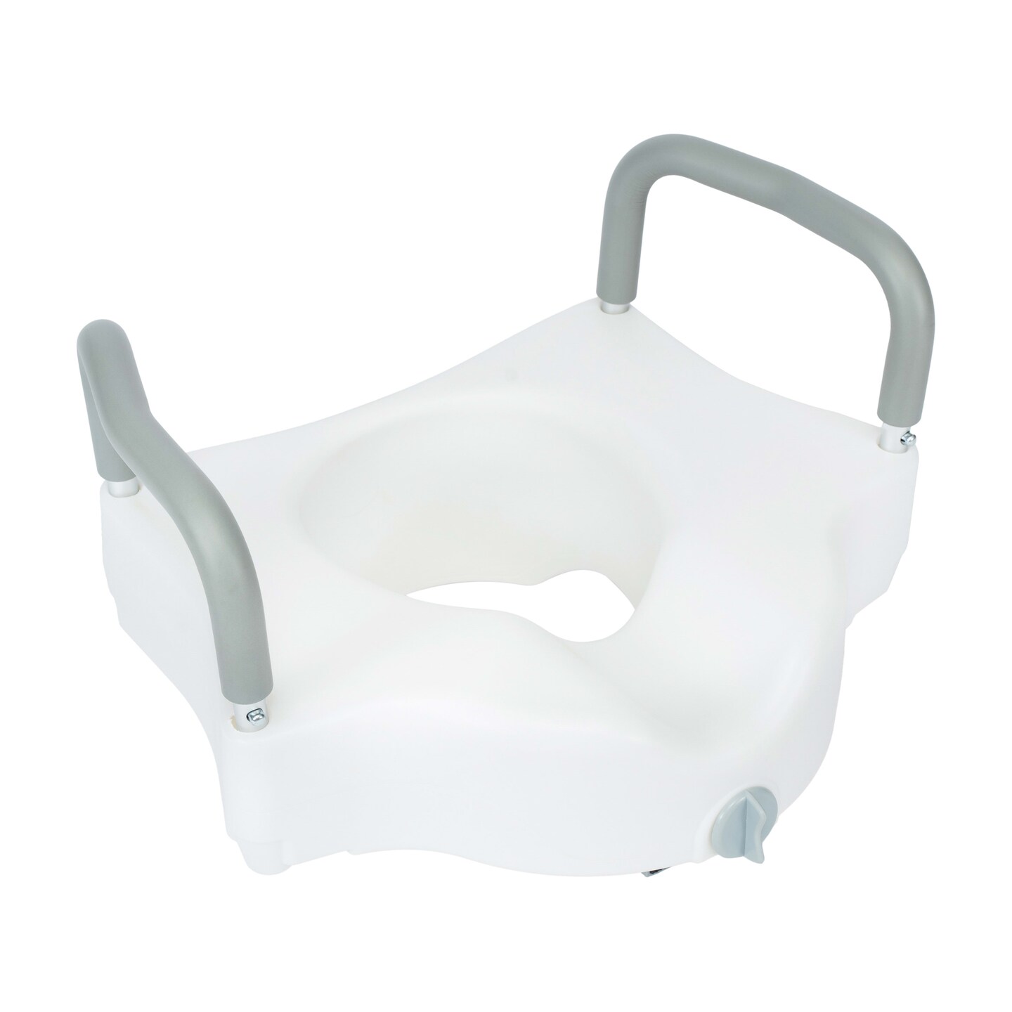 Emma and Oliver Ramsey Elevated Toilet Seat for the Elderly with Height Adjustable Foam Wrapped Handles and Locking Safety Mechanism