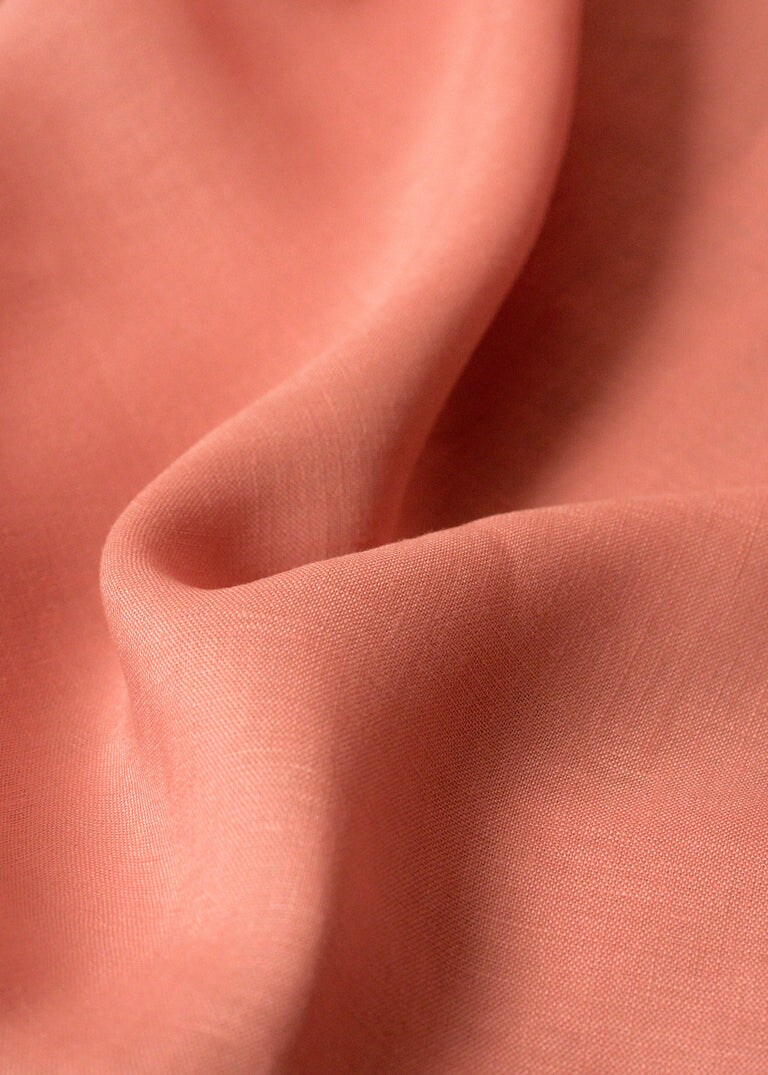 1 Yard Stone Washed Rouge Pure Linen Fabric Midweight 5.5 oz 56 Inch Wide Solid Weave