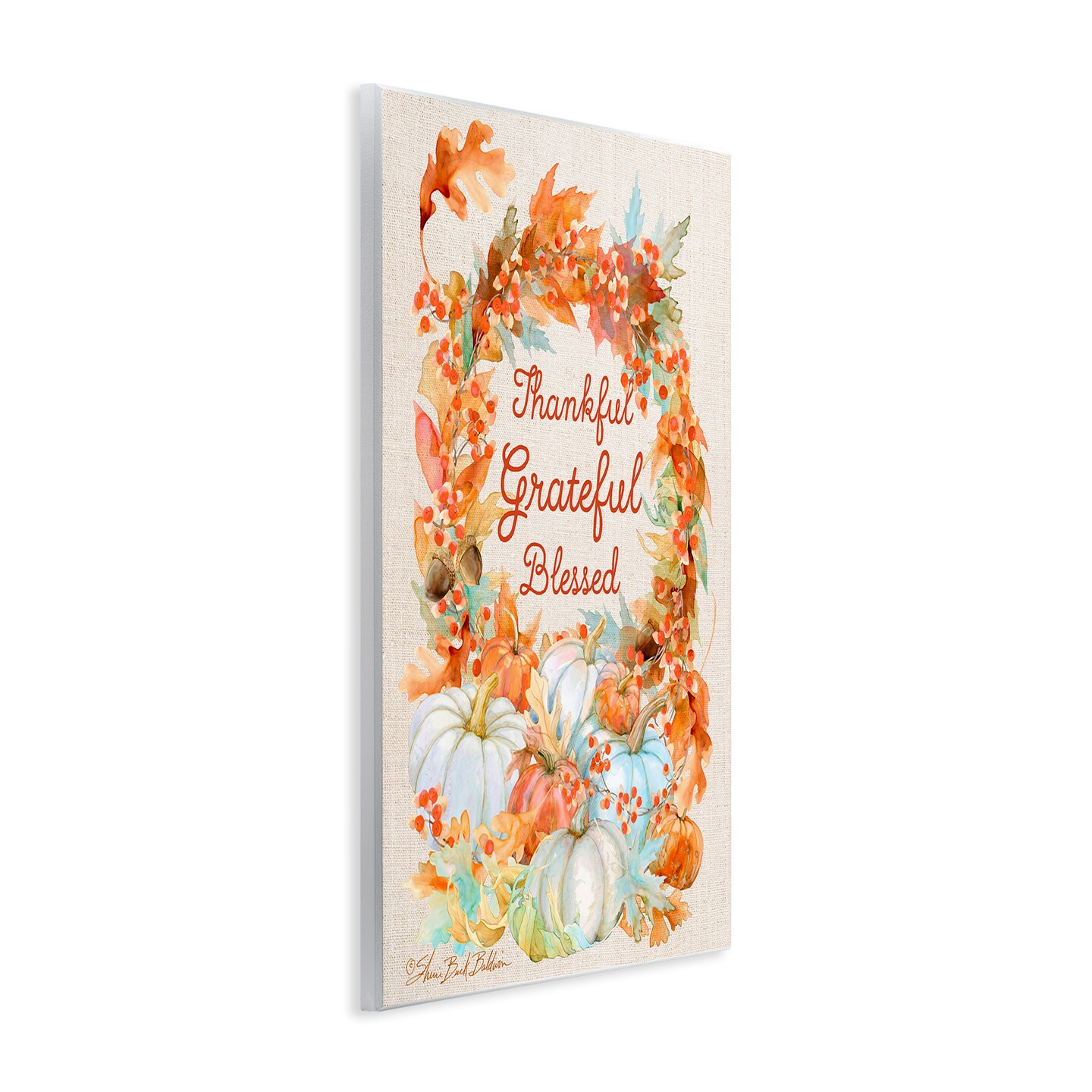 Thankful Grateful Blessed Autumn Harvest Wall Plaque Art
