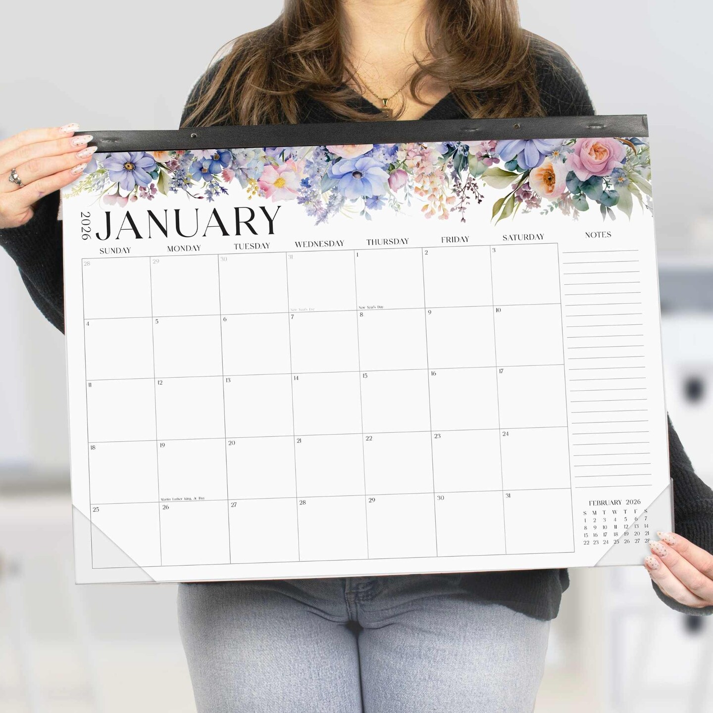 bloom daily planners 2026 Desk &#x26; Wall Calendar, 16&#x22; x 21&#x22;, Seasonal Florals