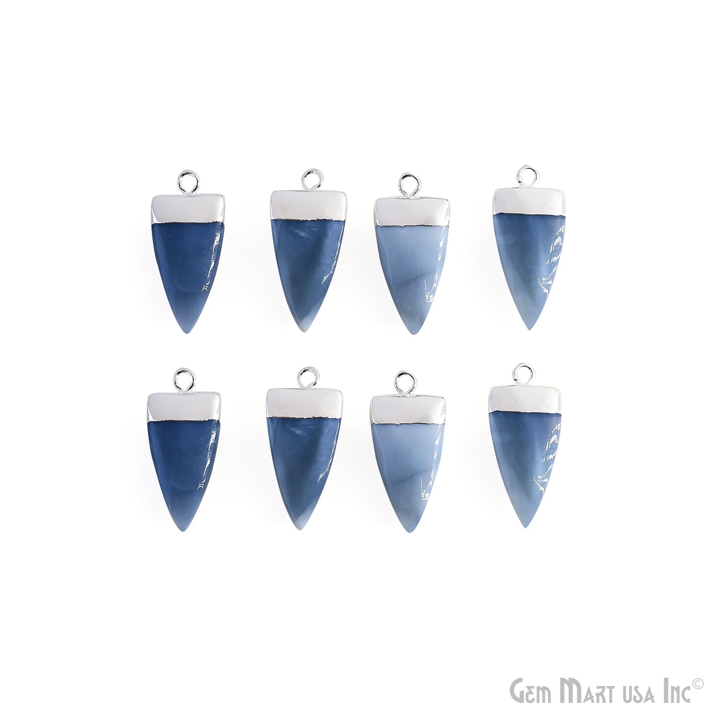 Triangle Pendant, Silver Electroplated Single Bail 24x10mm, Gemstone Connector Charm, GemMartUSA (50793)