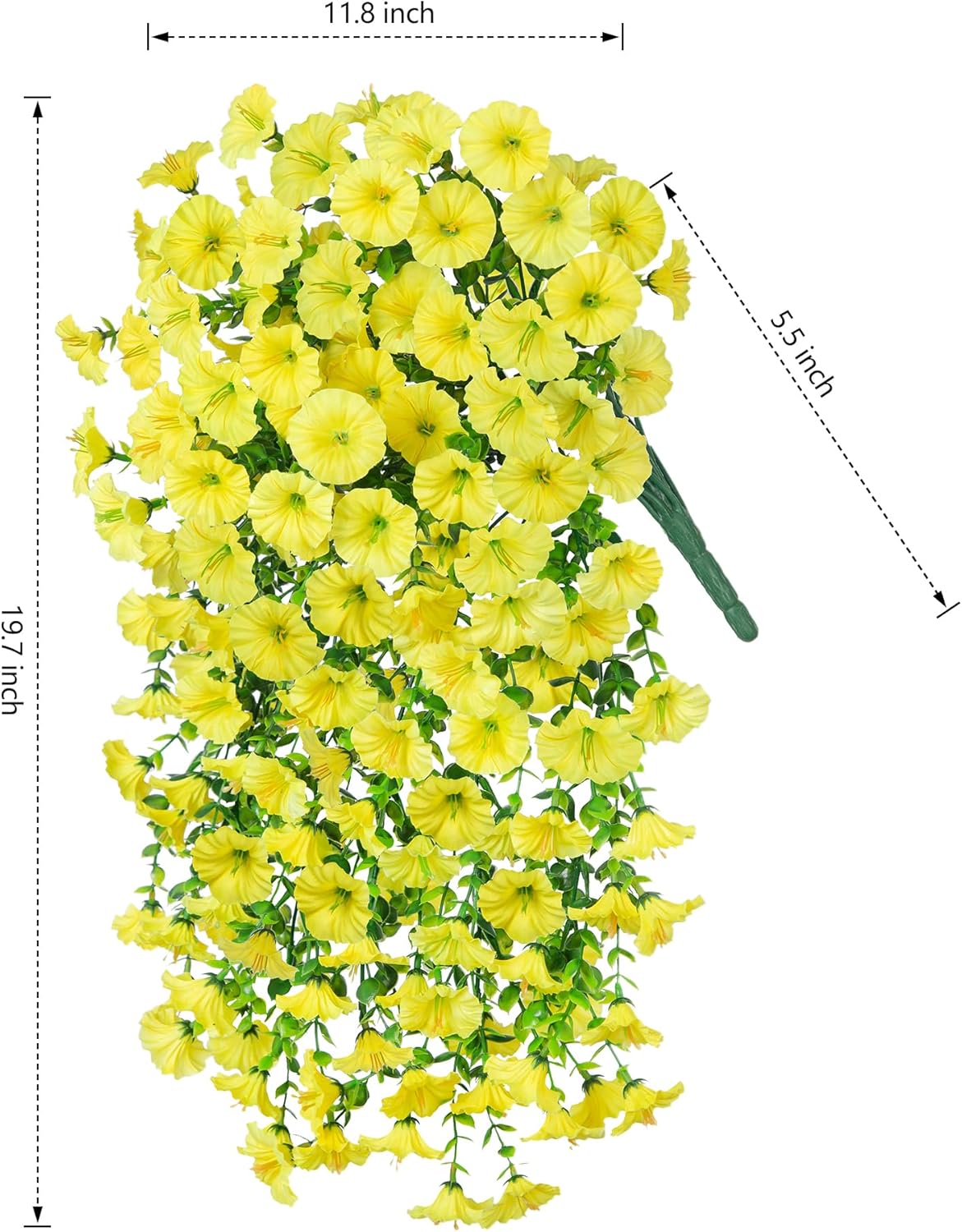 2 PCS Artificial Faux Hanging Flowers Plants for Outdoor Decor (Yellow) 1"D x 1"W x 1"H