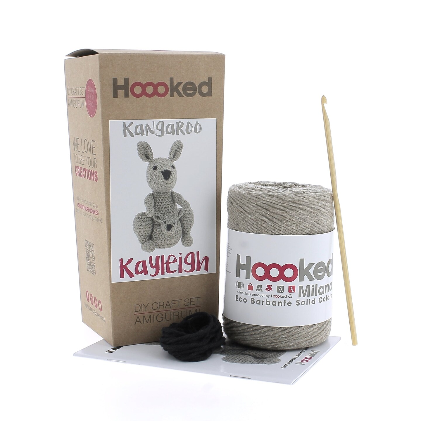 DIY Crochet Kit by Hoooked Kangaroo Kayleigh - Taupe PAK236