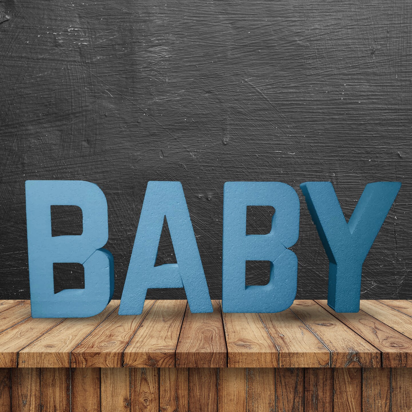 1 Count BABY Painted Blue Foam Letters Customizable Party Decor Jumbo Foam Letters 12"