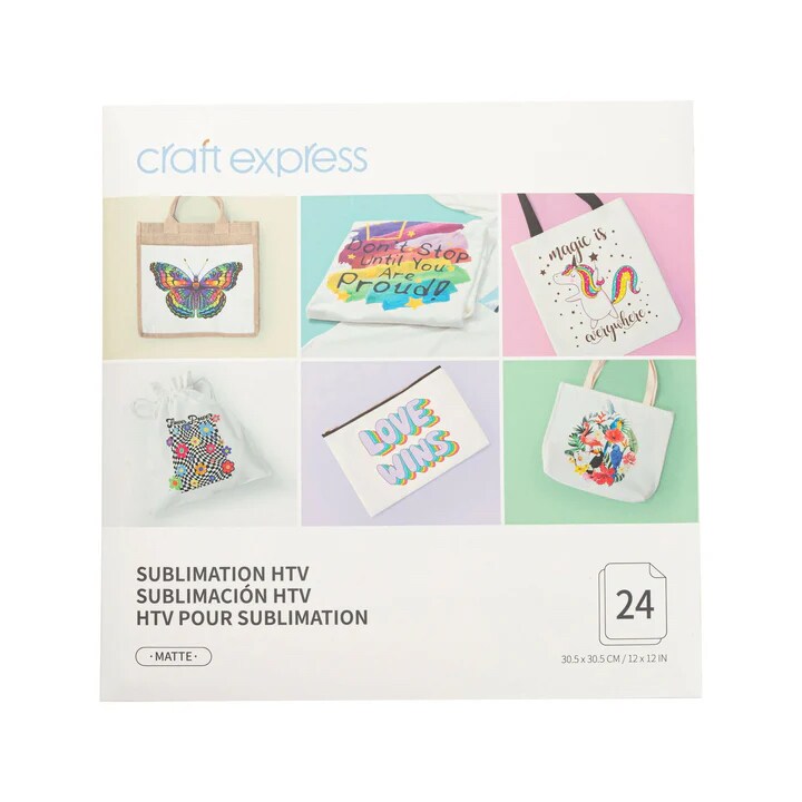 Craft Express Sublimation Heat Transfer Vinyl Matte 12" x 12" 24 Sheets