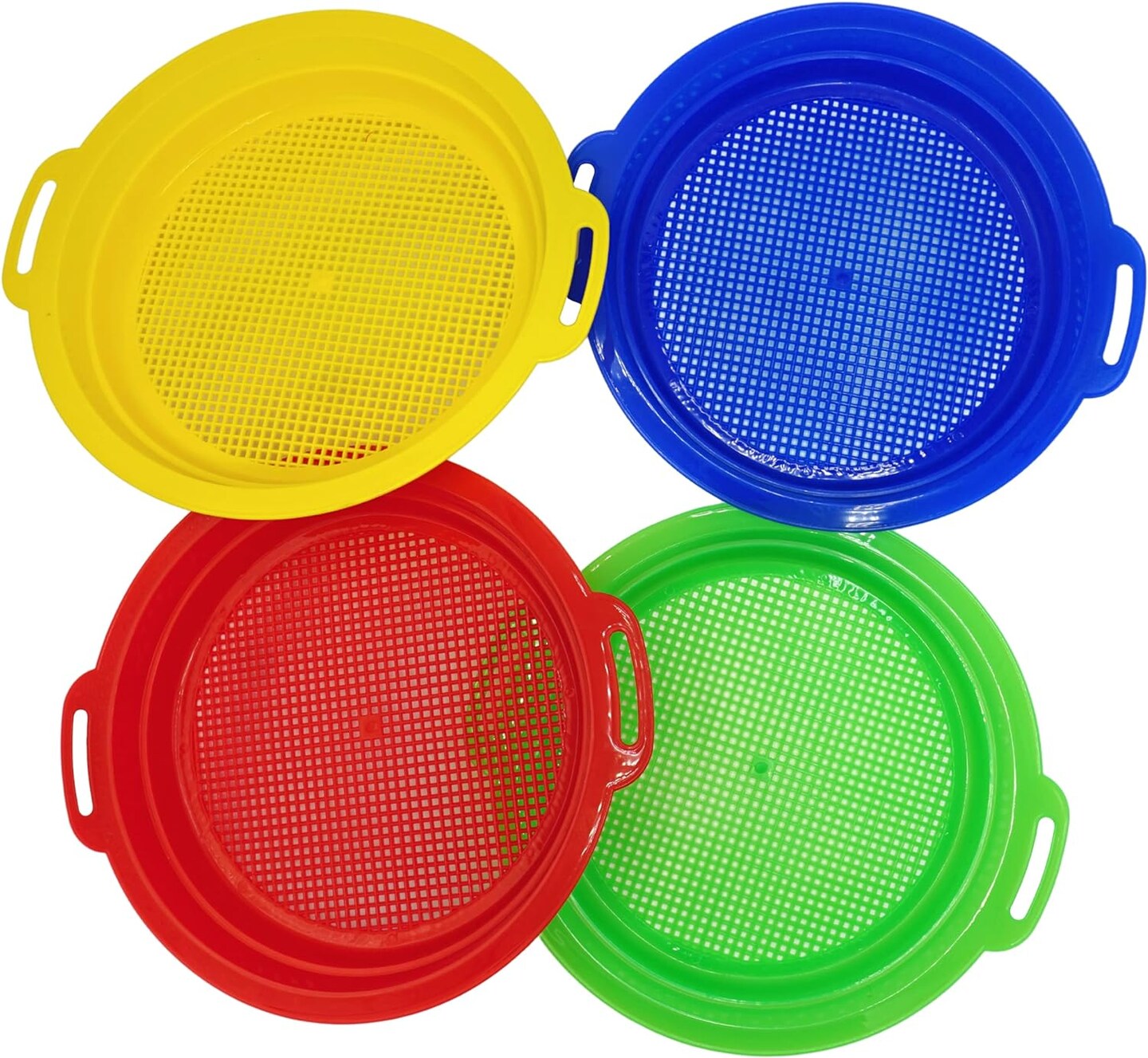 4E's Novelty 4 Pack Sand Sifter – 8.75" Sandbox Toys, Kids Sand Toys, Rock Strainer