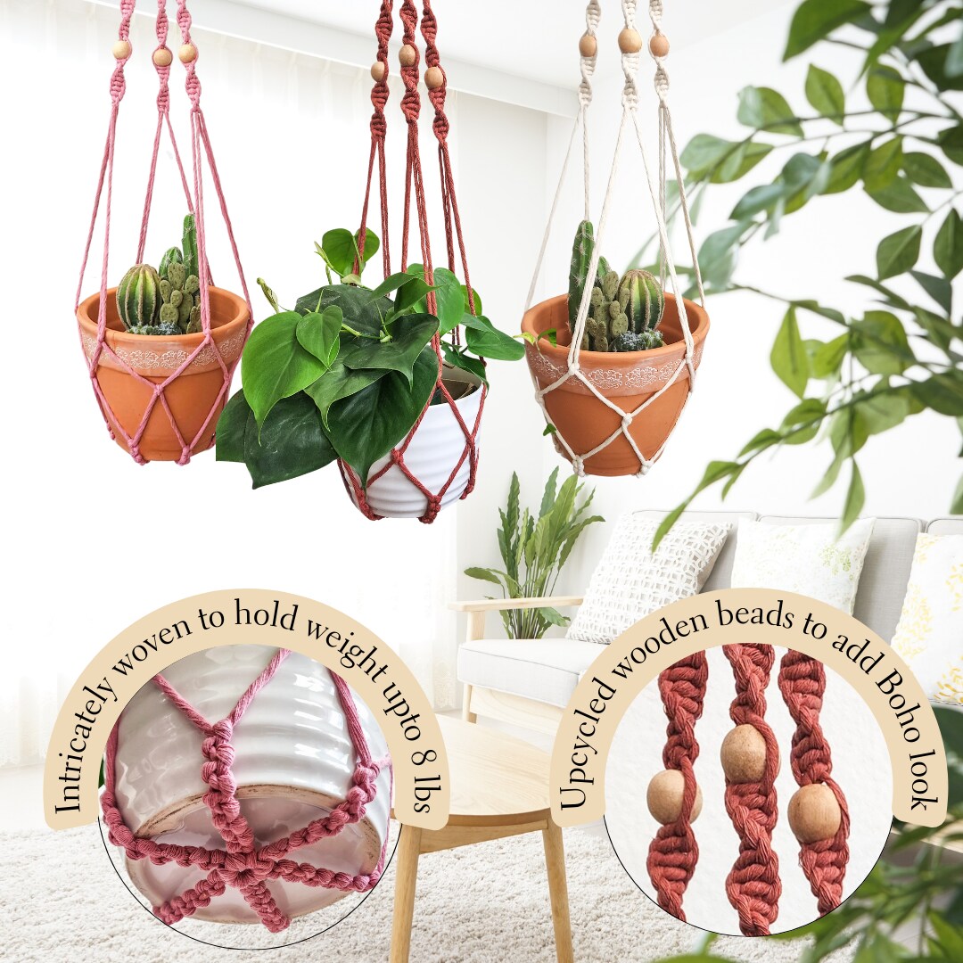 Macrame Plant Hanger With No Tassels, Plant Hanging with Beads, Suitable  for Indoor and Outdoor Use, Sustainable Gifts for Plant Moms | MakerPlace  by Michaels