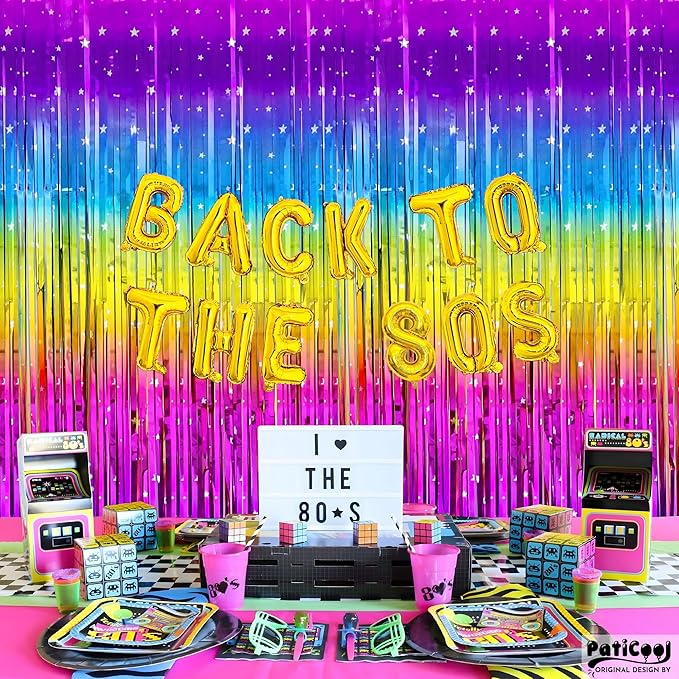 Sparkly Rainbow Gradient Tinsel Foil Fringe Curtain Backdrop - Thicken 4 Pack 3.2 x 8.2 Ft - Glitter Rainbow Door Streamers Party Backdrop Decorations for Birthday, Disco, 80s 90s Party