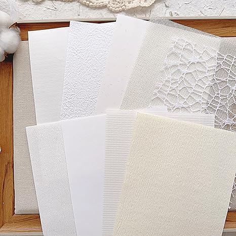 30 sheets A5 Large Textured Scrapbook Paper&#x26;Mesh Fabric set - Handmade Craft Mulberry Special Paper Mix for Scrapbooking Junk Journaling Supplies Card DIY Materials Collage, 5.8x8.2 Inches