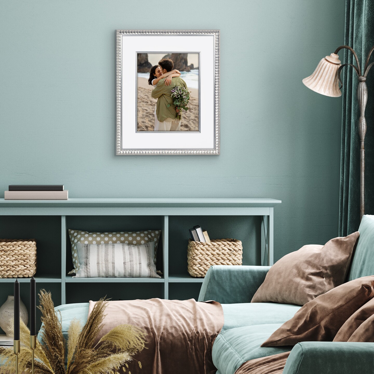 Americanflat 16x20 Picture Frame with Decorative Inner Mat Accent - Use as 11x14 photo frame with the Mat or as 16x20 frame without the Mat - Statement Frame with Polished Plexiglass