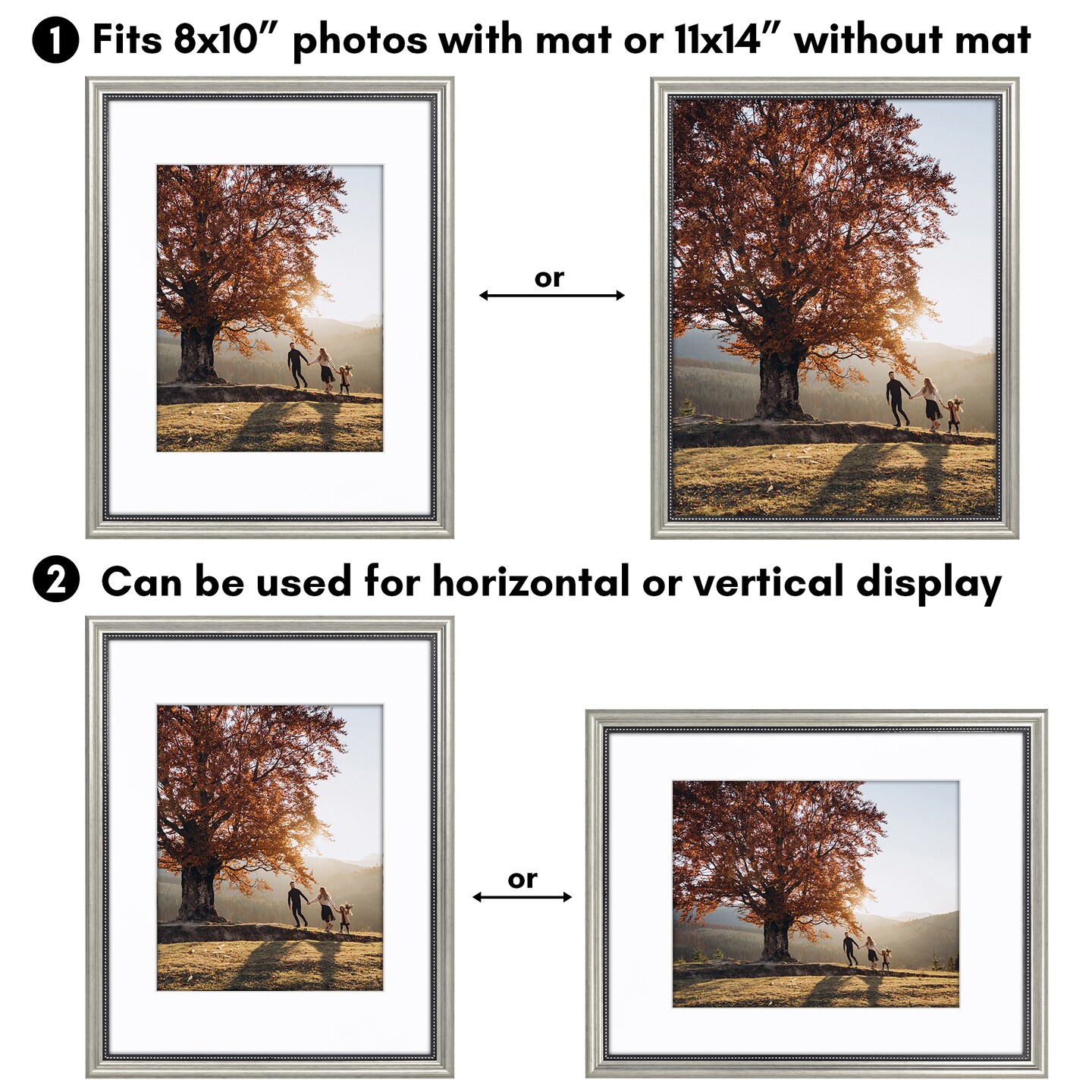 Americanflat Vintage Picture Frame with Mat and Beaded Accents with Shatter Resistant Glass