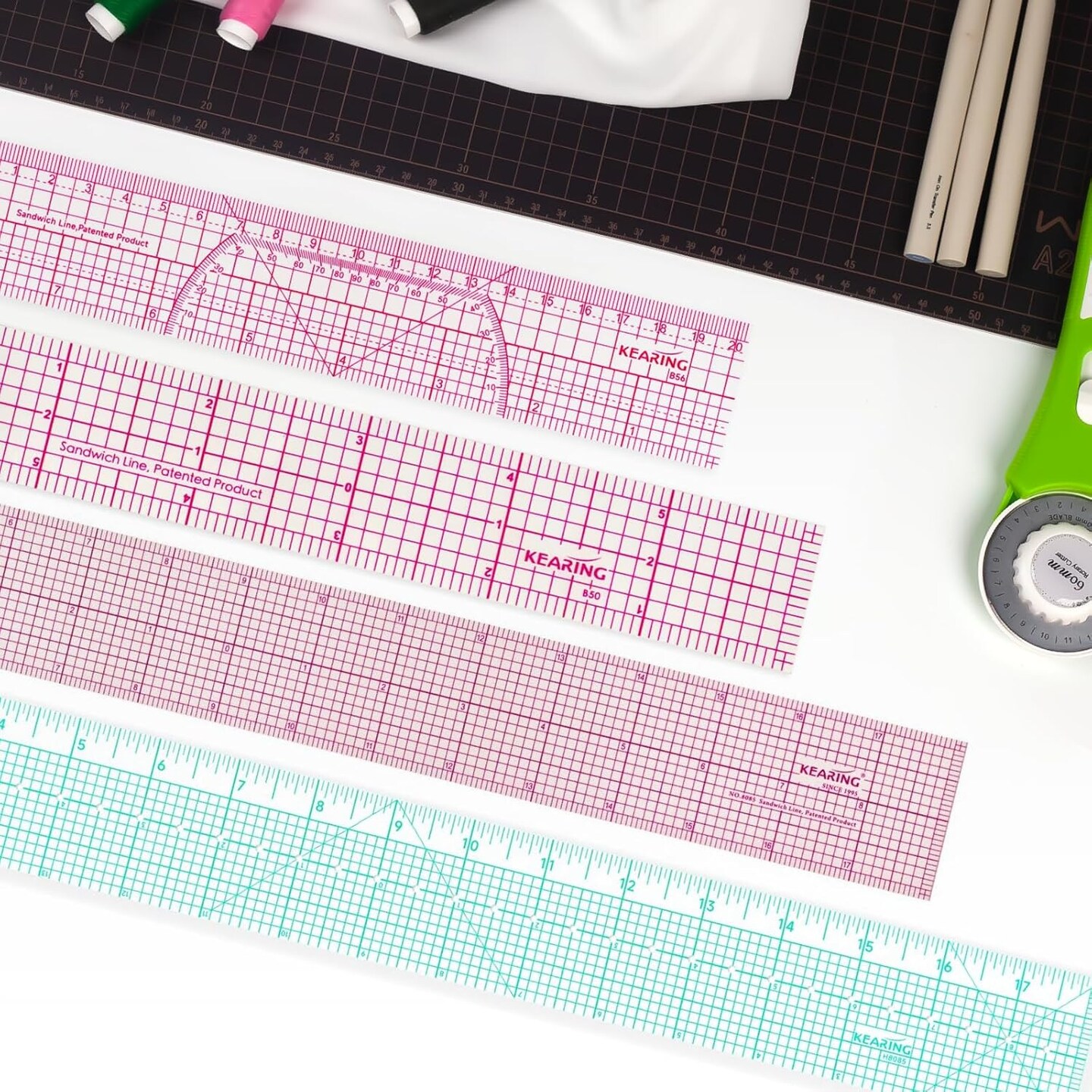 Clear Sewing Ruler: Quilting & Pattern Grading, 1.2mm Plastic