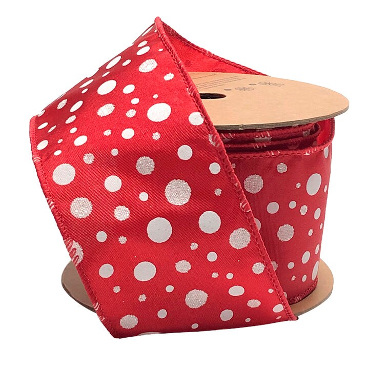 LaRibbons 2 1/2" Wired Ribbon | "Glitter Polka Dot" | 10 Yard Roll