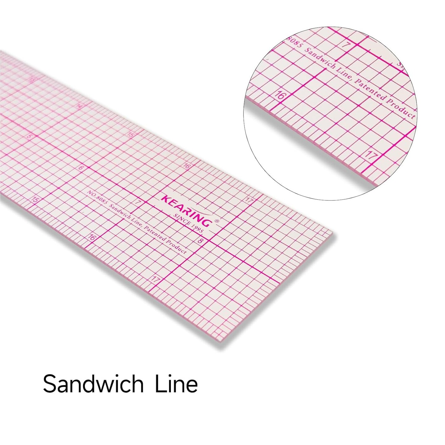 Clear Sewing Ruler: Quilting & Pattern Grading, 1.2mm Plastic