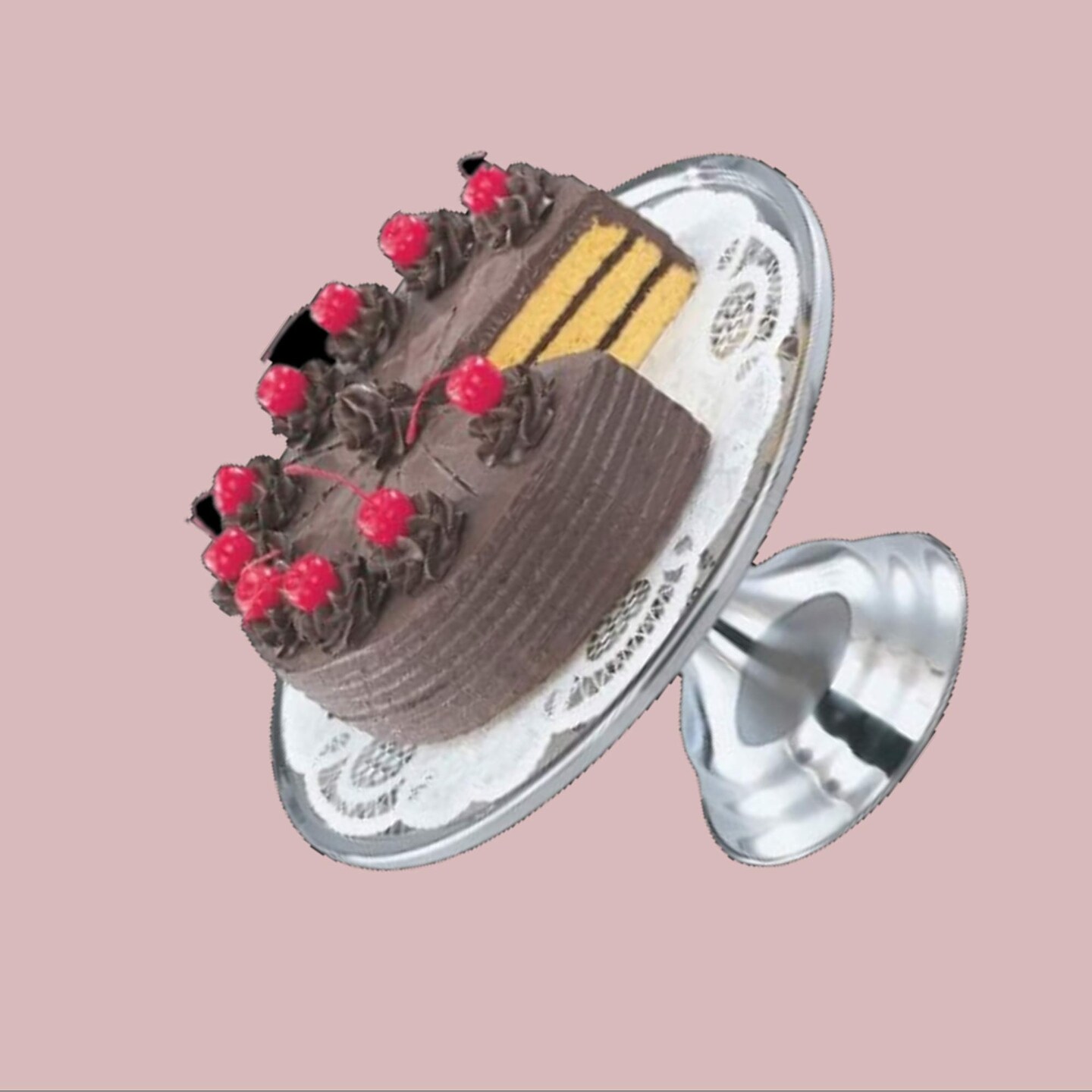 13&#x22; Round Stainless Steel Cake Stand, 7 3/8&#x22; Height