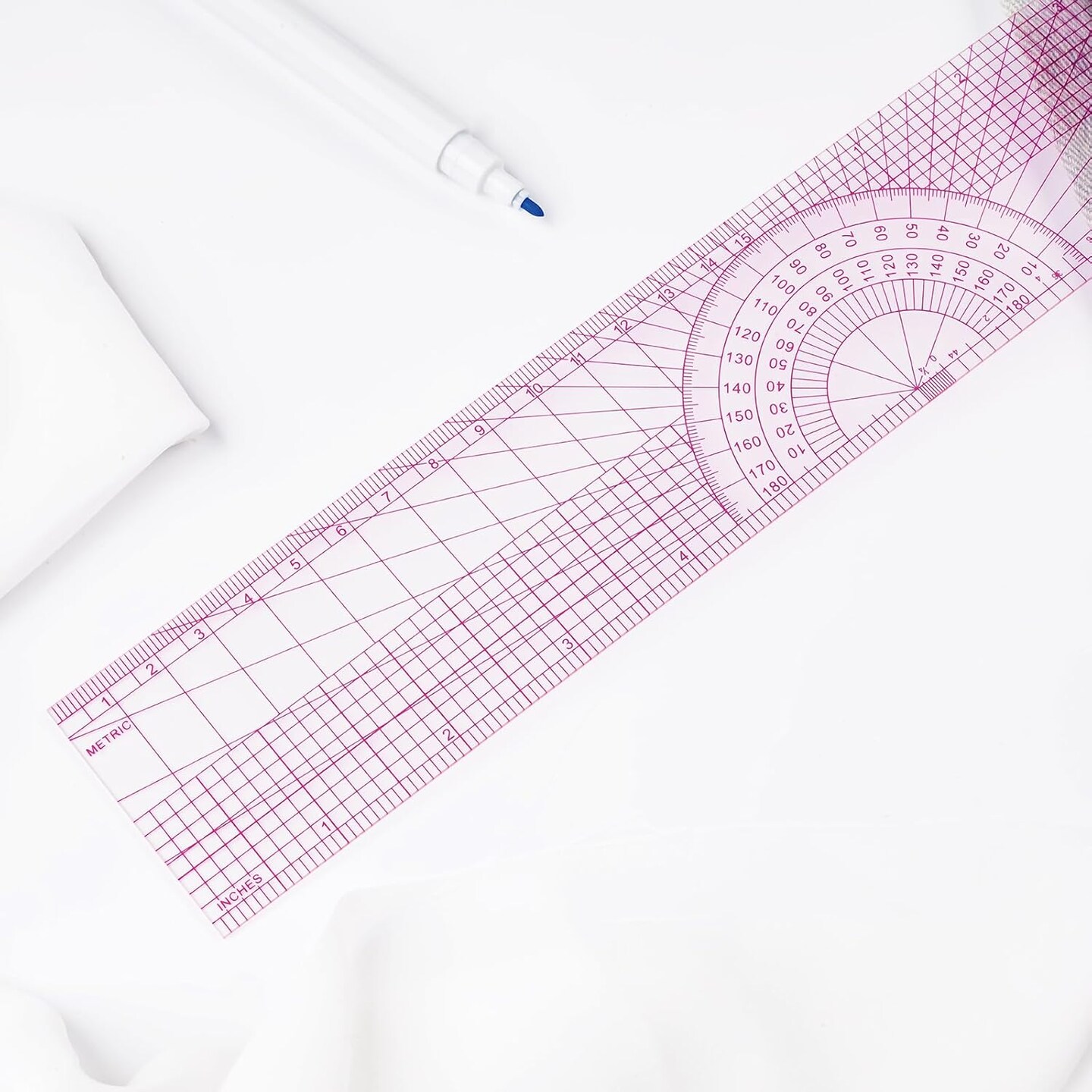 Kearing Clear Sewing Graph Ruler: Dual Scale Quilting Pattern Tool